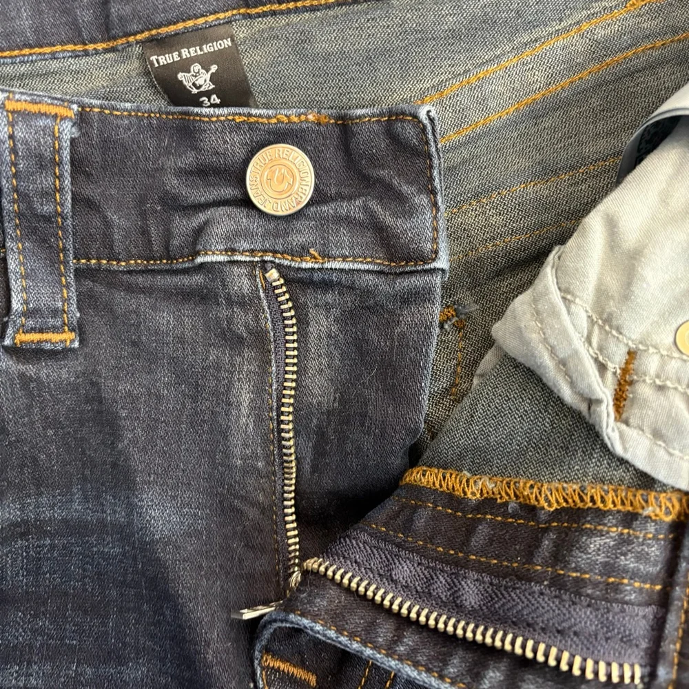 Men's True Religion Ricky Flap Blue Straight Jeans Waist 34